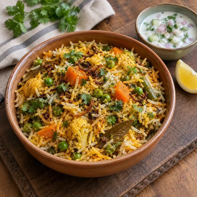 Vegetable biryani, a North Indian dish